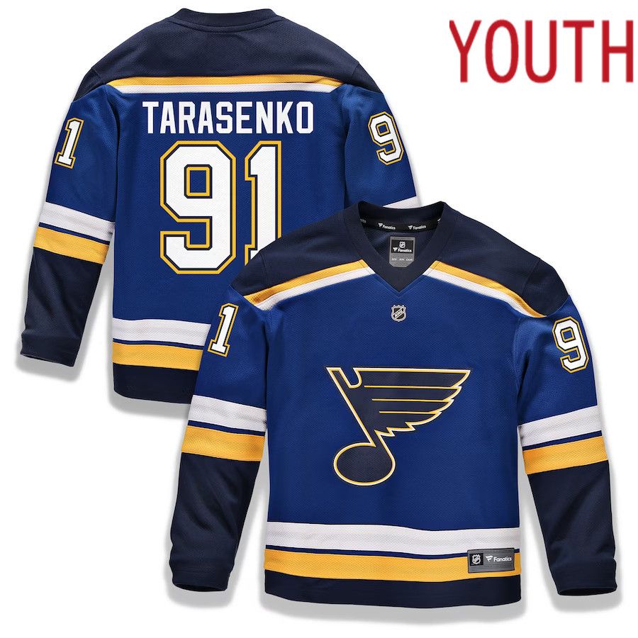 Youth St. Louis Blues #91 Vladimir Tarasenko Fanatics Branded Blue Replica Player NHL Jersey->youth nhl jersey->Youth Jersey
